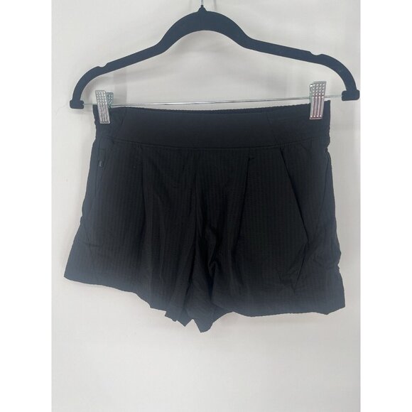 Athleta Pants - Athleta Textured Brooklyn Short Womens 0 Black Stretch Elastic Waist Zip Pockets